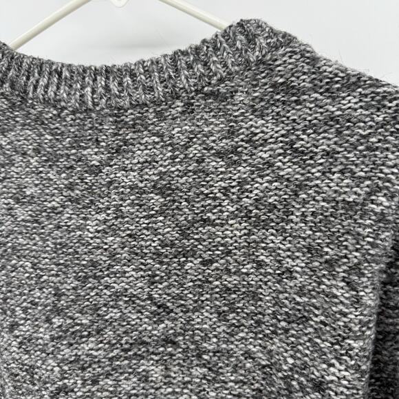 Abercrombie & Fitch Marl Gray Knit Fringe Front Sweater Size S Warm Y2K 90s - Picture 7 of 11